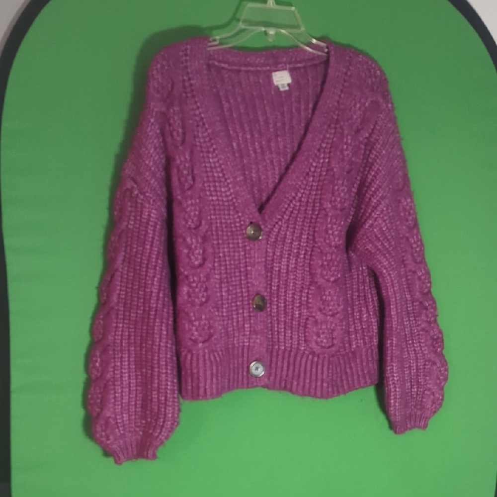 a new day Purple Cable Knit Cardigan